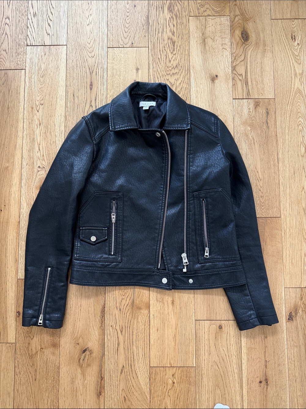 Topshop faux leather biker jacket size 6